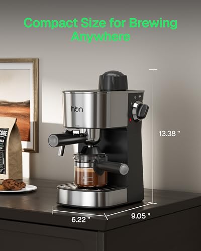 HBN Espresso Machine, 3.5Bar Cappuccino & Latte Maker, 2-4 Cup
