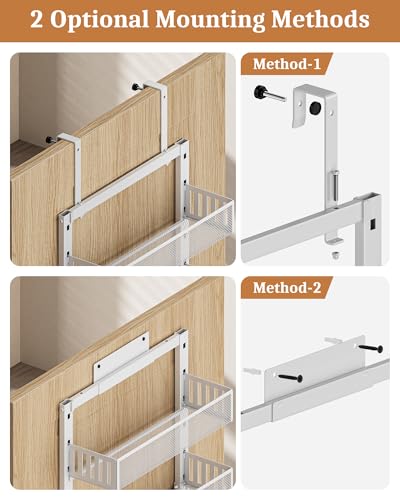 POKIPO White 8-Tier Over the Door Pantry Organizer - Heavy-Duty Metal Spice Rack, Wall Mount or Hanging Kitchen Storage Shelf