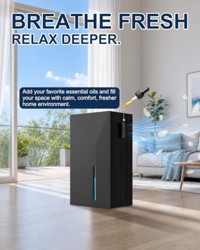 Dehumidifier for Home and Bathroom - 1000 Sq.Ft, 78oz Water Tank, Aromatherapy & Sleep Mode - Black