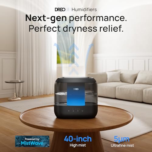 DREO 4L Ultrasonic Humidifier for Bedroom Quiet 36H Runtime Black