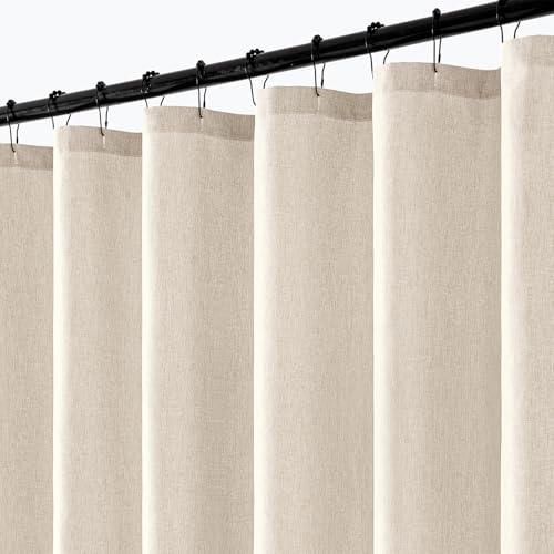 ANRODUO Cream Beige Extra Long Linen Shower Curtain 72x108 Inches with Waterproof Fabric