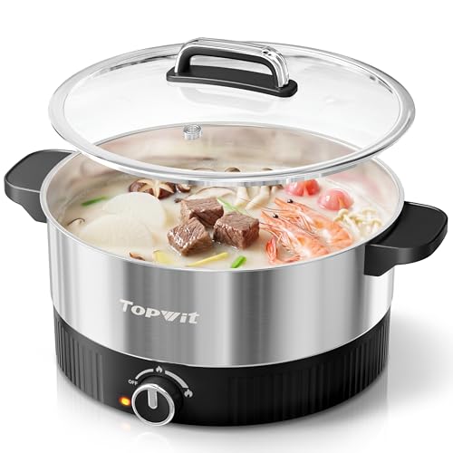 Electric Hot Pot 4.5L Stainless Steel Family Size Cooking Pot - Black