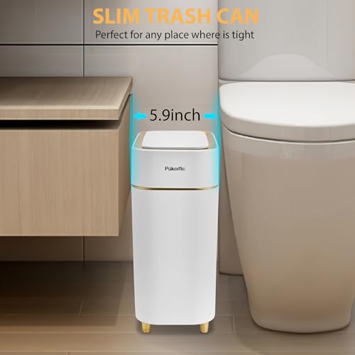 White Automatic Sensor Trash Can - Touchless Kitchen & Bathroom Waste Bin