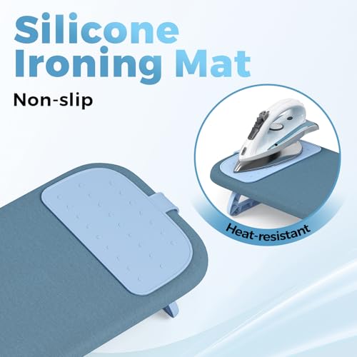Blue Small Compact Ironing Board with Iron Mat - Space-Saving Tabletop Design