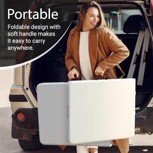 White 6FT Foldable Camping & Dining Table with Handle - Heavy Duty Portable