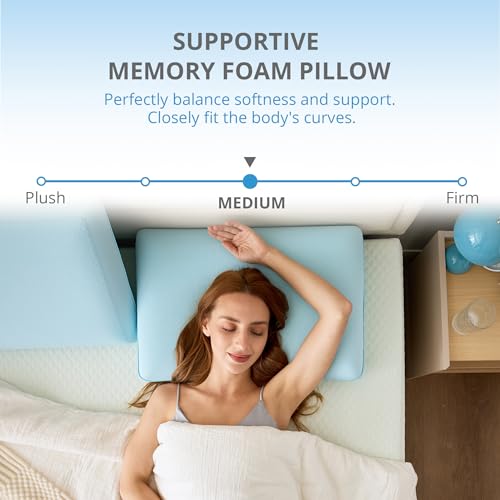 Cooling Gel Memory Foam Pillow for Hot & Side Sleepers - Standard Blue