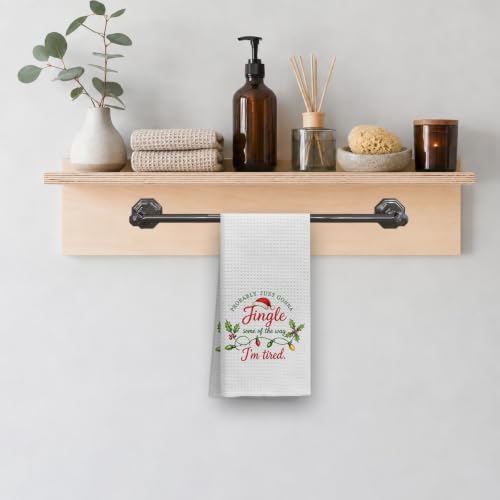 OHSUL Jingle Santa Hat Christmas Kitchen Dish Towels 16x24 Inch