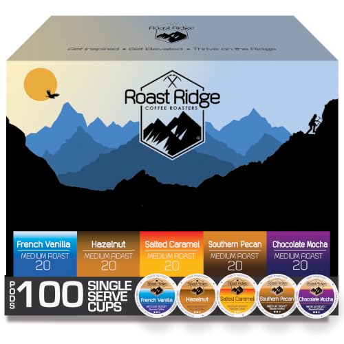 Roast Ridge Flavored Coffee Pods Variety Pack #1, 100 Count - Medium Roast