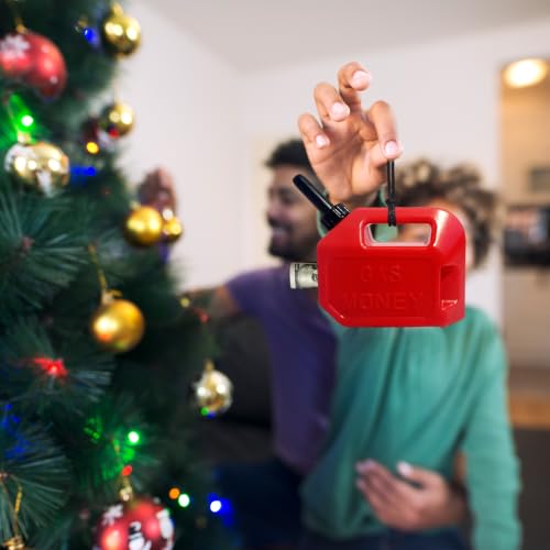 AELVOURS 1 Pack Christmas Gas Can Ornament Money Holder Red Resin Holiday Decorations