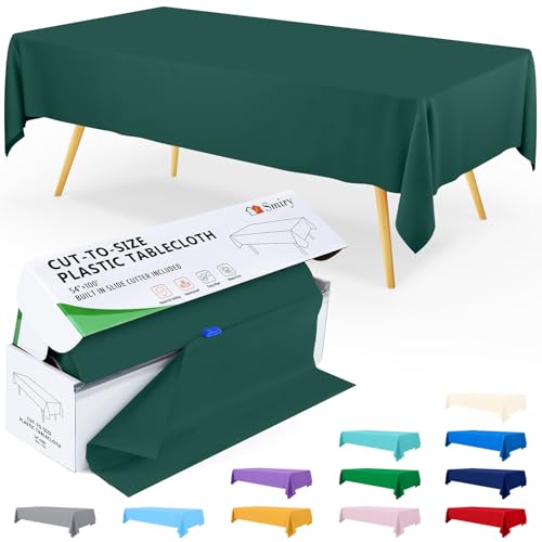 54 Inch x 3600 Inch Christmas Green Disposable Waterproof Table Cover Roll for Events
