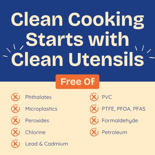 NonToxic Platinum Silicone Utensils, 100% Plastic-Free, 8-Pcs, Beige