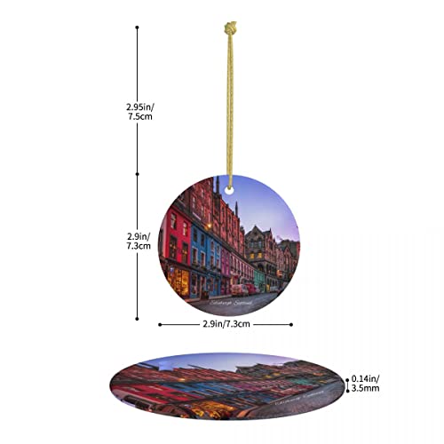 Devonart Edinburgh Scotland Ceramic Ornament - 3" Round Travel Souvenir, Christmas Gift