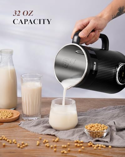 KIDISLE Black 32oz Automatic Nut Milk Maker Machine, Self-Cleaning & Delay Start
