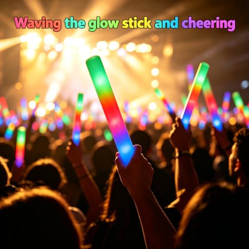 216 PCS Glow Sticks Bulk Pack - LED Foam Light Up Sticks with 3 Modes for Party, Wedding, Halloween, Raves