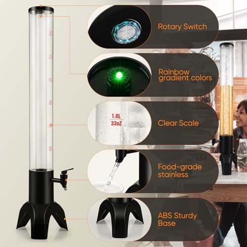 2pcs Mimosa Tower, 100oz/3L Drink Tower Dispenser with Ice Tube and