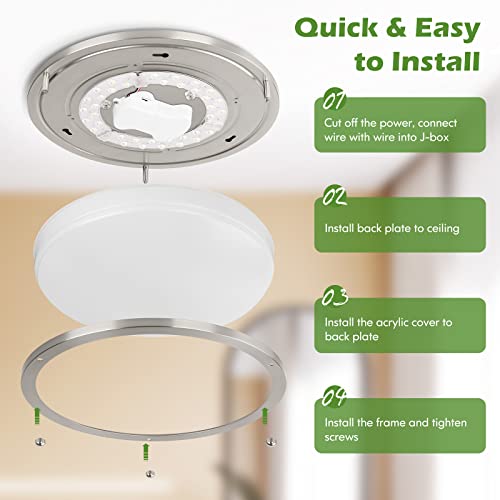 18-Inch Brushed Nickel LED Flush Mount Ceiling Light with 5 Color Temperatures
