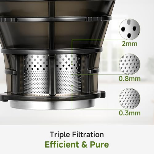 AMZCHEF Cold Press Juicer, 5.8" Wide Mouth Hopper for Whole Recipe
