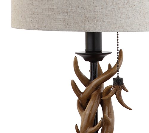 Rustic Faux Antler Table Lamp - 20.5in Brown and Black Resin Home Decor