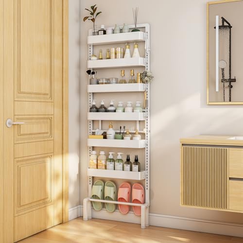 White 6-Tier Over-the-Door Storage Organizer Rack Adjustable Hanging Baskets