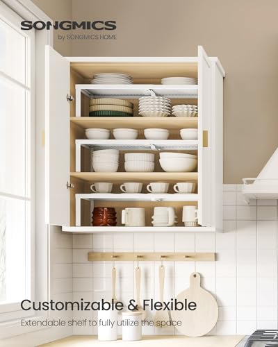 Matte White Expandable Spice Rack Set of 2 - Kitchen Countertop & Cabinet Storage