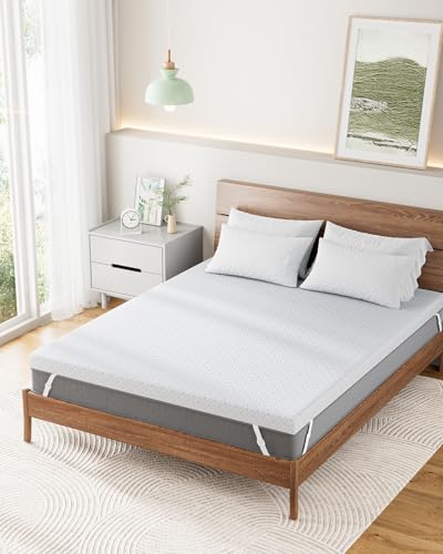 Queen 3 Inch Cooling Mattress Topper with Bamboo Cover - Breathable Gel Foam