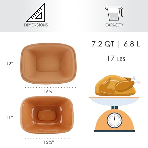 7.2 Quart Clay Roaster with Lid - Non-Stick Earthenware Dutch Oven