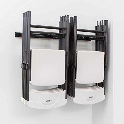 Wall Mounted Chair Rack for Folding Chairs - Black Steel, Holds 10