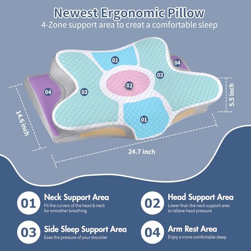 Bespillow White Cervical Pillow for Neck Pain Relief - Ergonomic Memory Foam for Side Sleepers