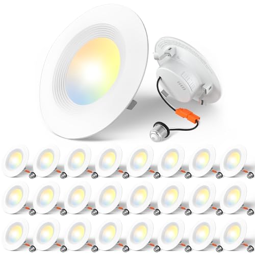 Amico 4-Inch White Recessed LED Can Lights 5 CCT Dimmable Retrofit Kit