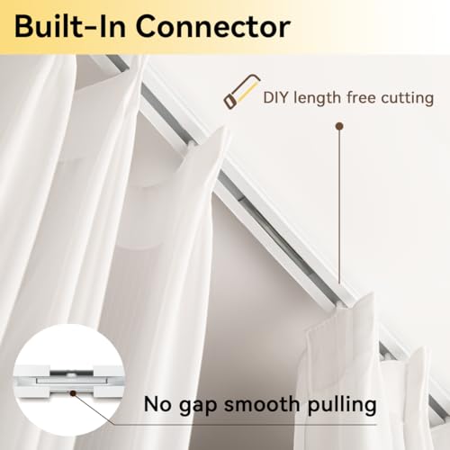 Ceiling Curtain Track Set 6-9ft White Room Divider Rail System - 3 Pieces