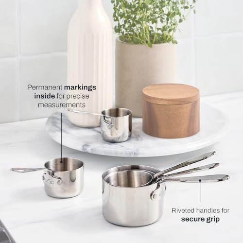 All-Clad Stainless Steel Measuring Cup Set 5-Piece Kitchen Tools - Nesting & Durable