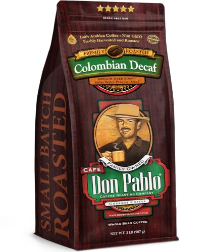 Decaf Colombian Coffee Beans Medium-Dark Roast 32oz - Swiss Water Process, Arabica, Low Acidity