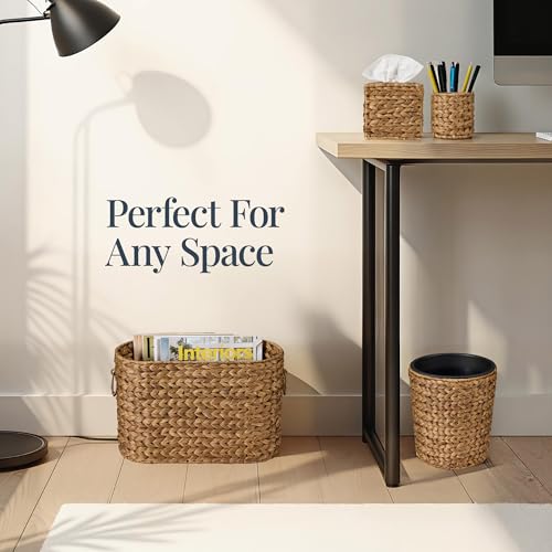 Chestnut 6-Piece Bathroom Accessories Set Water Hyacinth Organizer
