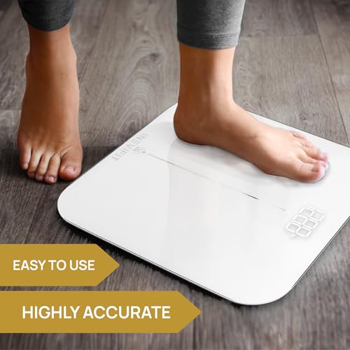 Digital Bathroom Scale with Large LED Display - White, 400 lbs Capacity - INEVIFIT