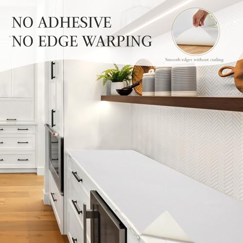 Beautysaid Non Slip White Shelf and Drawer Liner for Kitchen Cabinets - 23.6"W x 354"L