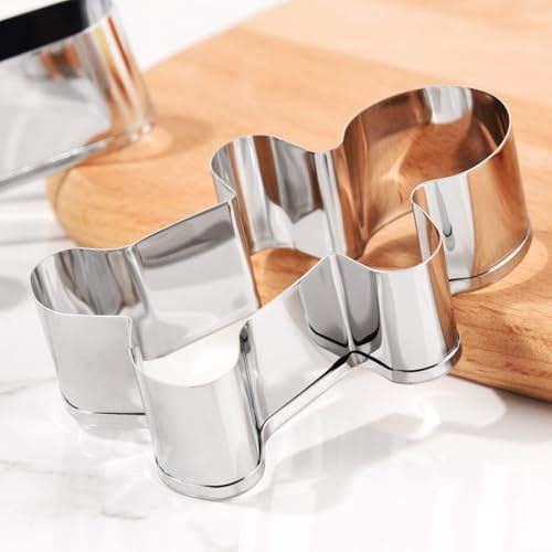 Christmas Cookie Cutter Set 6 Pieces - Christmas Tree, Gingerbread Man, Snowman, Snowflake, Candy Cane, Santa Face Shapes for Holiday Food Party Decorations and Baking