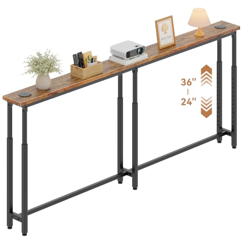 Rustic Brown 69.3-Inch Behind Couch Console Table Adjustable Height 24-36"