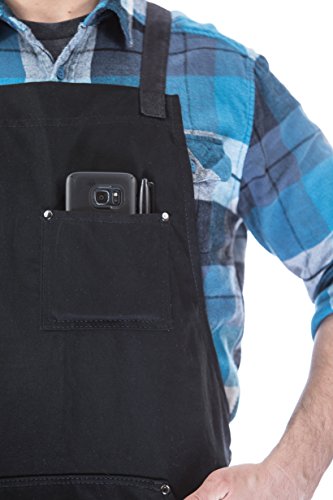 Hudson Durable Goods Black Professional Chef Apron for Kitchen, BBQ & Grill