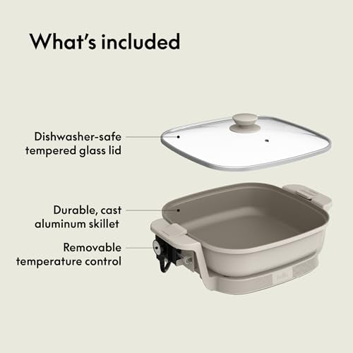 12x12 Inch Ceramic Non-Toxic Electric Skillet - Fits-Anywhere Make & Take Oatmilk