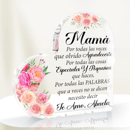 Acrylic Heart Sign Paperweight Gift for Mom - Friends & Family Mother's Day Spanish Gift