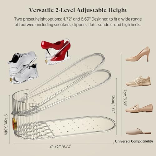 Clear 20 Pack Shoe Slot Organizer - Adjustable Double Layer Shoe Space Saver Rack