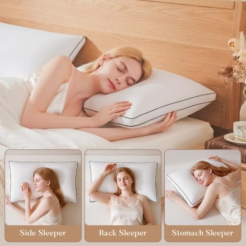 DOWNSTORIA Standard 2-Pack Goose Feather Down Pillows Luxury Hotel Collection