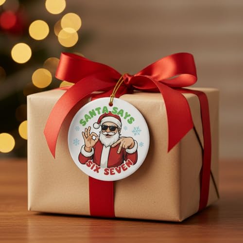 Santa Says 67 Ornament - Funny Six Seven Christmas Ornament (Santa Sunglasses) — LHHungSoul