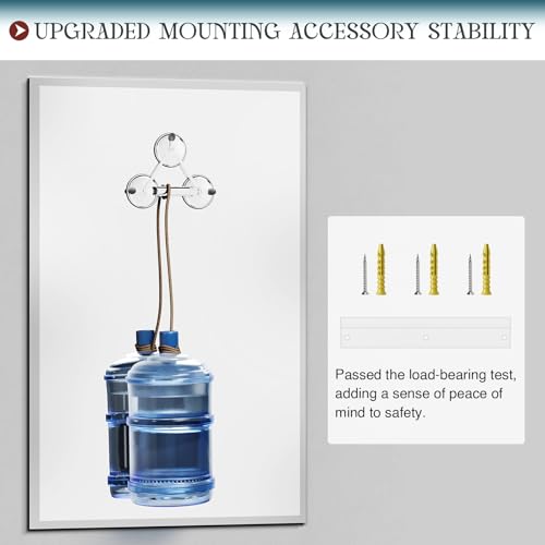36x30 Inch Frameless Beveled Bathroom Mirror - Wall Mount, Tempered Glass