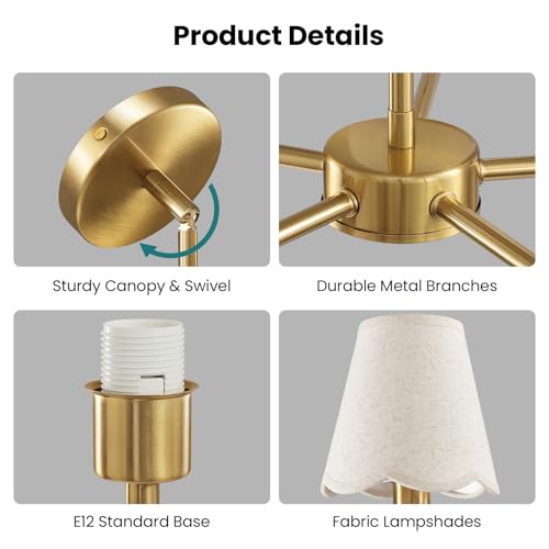 KAISITE Gold 5-Light Farmhouse Chandelier for Dining Room & Kitchen - Modern Ceiling Fixture