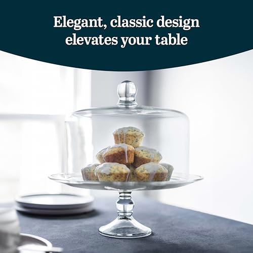 Libbey Selene Glass Cake Stand with Dome Lid - Footed Dessert Display