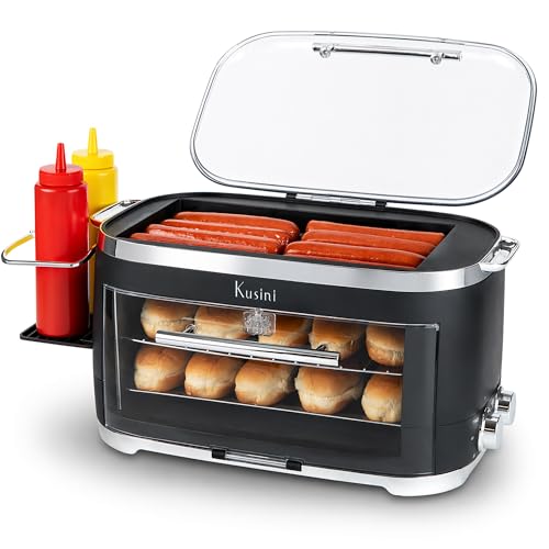 Kusini Hot Dog Roller Grill & Toaster Oven - Holds 8 Hot Dogs & Buns