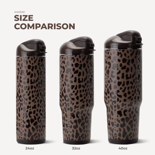 Insulated 24oz Water Bottle with Straw & Chug Lid - Brown Leopard Variation