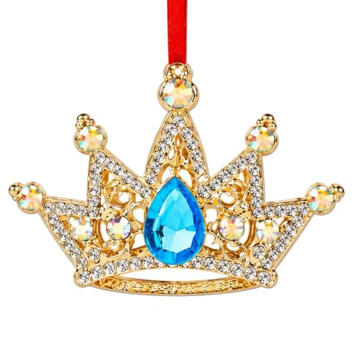 Blue Princess Crown Christmas Ornament - Royal Regal Holiday Decor Gift
