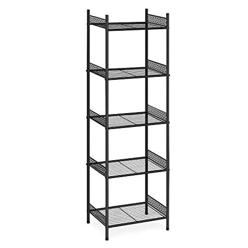 Nandae 5-Tier Metal Bathroom Storage Shelf Black - Heavy Duty Towel Rack & Organizer